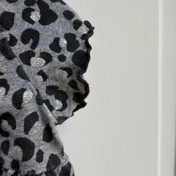 Ruffle Girl 3T Girls Black and Gray Leopard Print Short Sleeve Shirt Blouse - Picture 5 of 6
